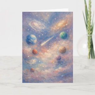 Kosmische Kunstkarte – Planeten & Galaxien Karte
