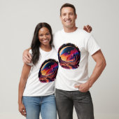 Kosmische Landschaft mit Planeten und Bergen T-Shirt (Unisex)