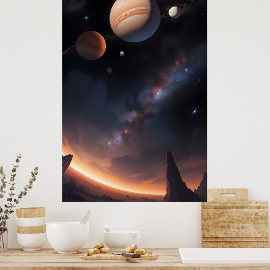 Kosmische Landschaft und Weltraum Poster (Küche)