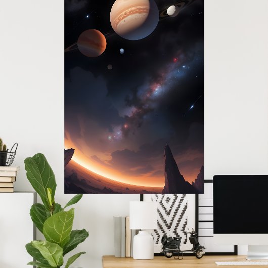 Kosmische Landschaft und Weltraum Poster (Heimbüro)