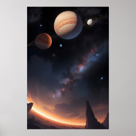 Kosmische Landschaft und Weltraum Poster