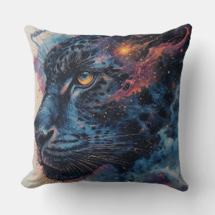Kosmische Leoparden-Porträt mit mystischer Wirkung Kissen