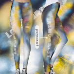 Kosmische Lichter tanzen Leggings<br><div class="desc">Abstraktes Langzeitfoto: bunt vibrierende Lichter mit blauem Hintergrund. Cooles Urlaubssoufit oder schönes personalisiertes Geschenk. Sie können den Text "Let's Party!" durch Ihre eigene Nachricht ersetzen.</div>