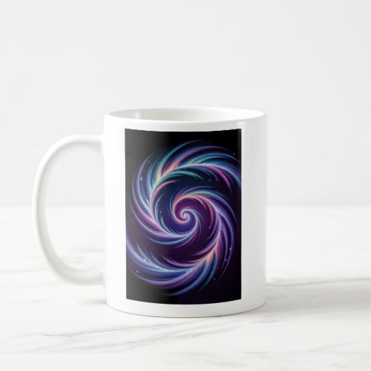 Kosmische Lichtspirale Abstrakte Galaxienkunst Kaffeetasse (Links)