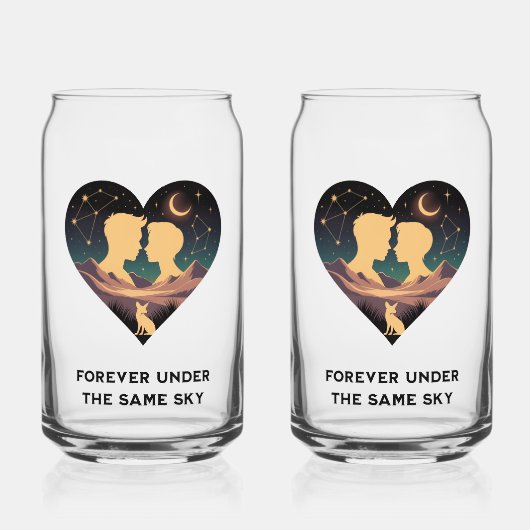 Kosmische Liebe Geschichte Herz mit Liebe und Fox Dosenglas (Rückseite)