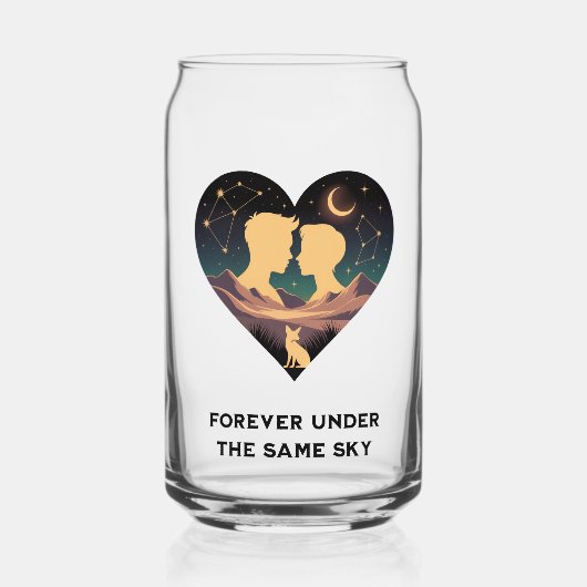 Kosmische Liebe Geschichte Herz mit Liebe und Fox  Dosenglas (Rückseite)