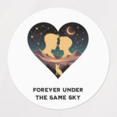 Kosmische Liebe Geschichte Herz mit Liebe und Fox Etiketten (Design 1)