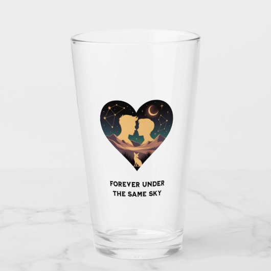 Kosmische Liebe Geschichte Herz mit Liebe und Fox Glas (Vorderseite)