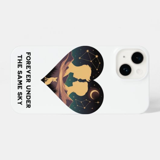 Kosmische Liebe Geschichte Herz mit Liebe und Fox  iPhone Hülle (Rückseite (Horizontal))