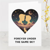 Kosmische Liebe Geschichte Herz mit Liebe und Fox  Karte (Gelbe Blume)