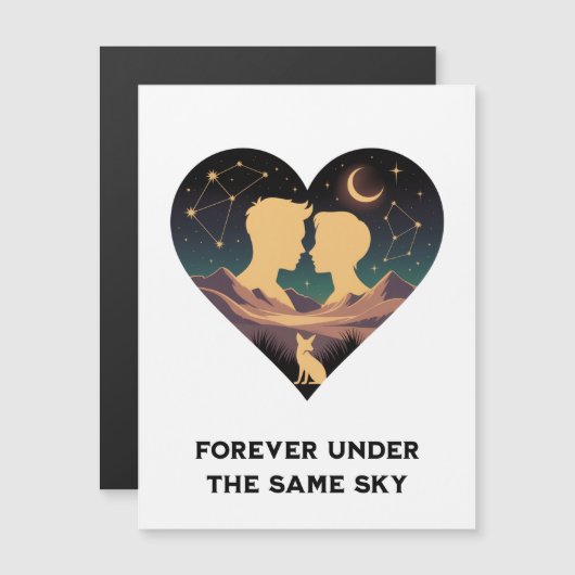 Kosmische Liebe Geschichte Herz mit Liebe und Fox Magnetkarte (Vorne/Hinten)