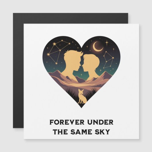 Kosmische Liebe Geschichte Herz mit Liebe und Fox Magnetkarte (Vorne/Hinten)