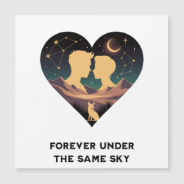 Kosmische Liebe Geschichte Herz mit Liebe und Fox Magnetkarte