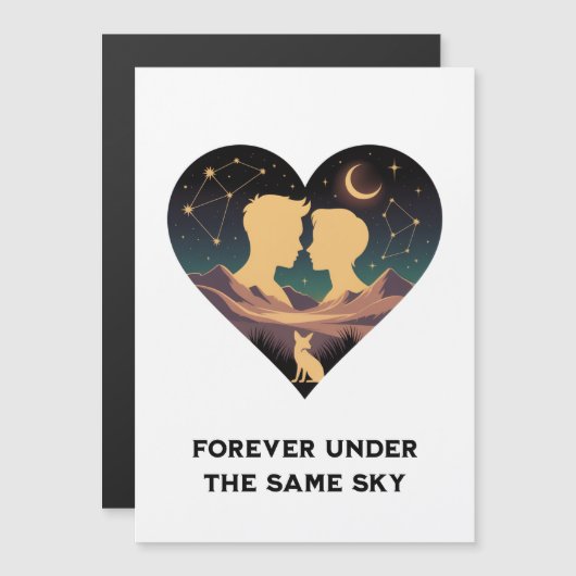 Kosmische Liebe Geschichte Herz mit Liebe und Fox Magnetkarte (Vorne/Hinten)