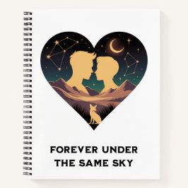 Kosmische Liebe Geschichte Herz mit Liebe und Fox Notizblock