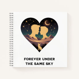 Kosmische Liebe Geschichte Herz mit Liebe und Fox Notizblock