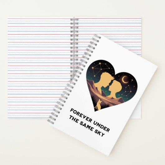 Kosmische Liebe Geschichte Herz mit Liebe und Fox  Notizblock (Innen)