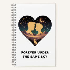 Kosmische Liebe Geschichte Herz mit Liebe und Fox Notizblock