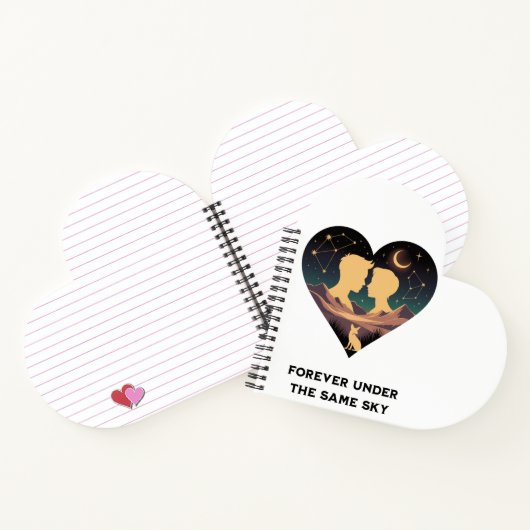 Kosmische Liebe Geschichte Herz mit Liebe und Fox Notizblock (Innenseite)