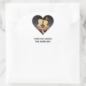 Kosmische Liebe Geschichte Herz mit Liebe und Fox  Ovaler Aufkleber (Tasche)