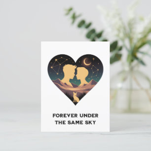 Kosmische Liebe Geschichte Herz mit Liebe und Fox Postkarte