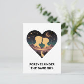 Kosmische Liebe Geschichte Herz mit Liebe und Fox  Postkarte (Stehend Vorderseite)