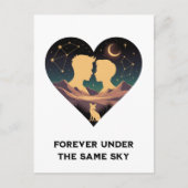 Kosmische Liebe Geschichte Herz mit Liebe und Fox Postkarte (Vorderseite)