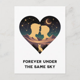 Kosmische Liebe Geschichte Herz mit Liebe und Fox Postkarte