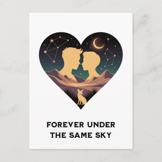 Kosmische Liebe Geschichte Herz mit Liebe und Fox  Postkarte (Vorderseite)