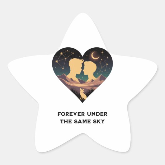 Kosmische Liebe Geschichte Herz mit Liebe und Fox  Stern-Aufkleber (Vorderseite)