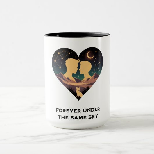 Kosmische Liebe Geschichte Herz mit Liebe und Fox Tasse (Zentrum)