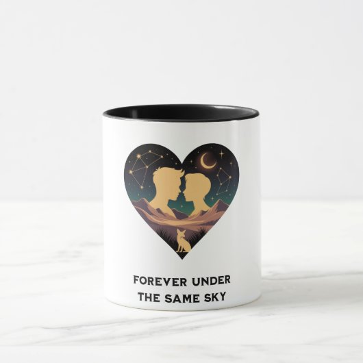 Kosmische Liebe Geschichte Herz mit Liebe und Fox  Tasse (Zentrum)