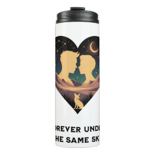 Kosmische Liebe Geschichte Herz mit Liebe und Fox Thermosbecher