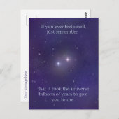 Kosmische Liebe zwei Sterne im Universum Postkarte (Vorne/Hinten)
