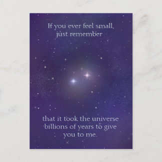 Kosmische Liebe zwei Sterne im Universum Postkarte