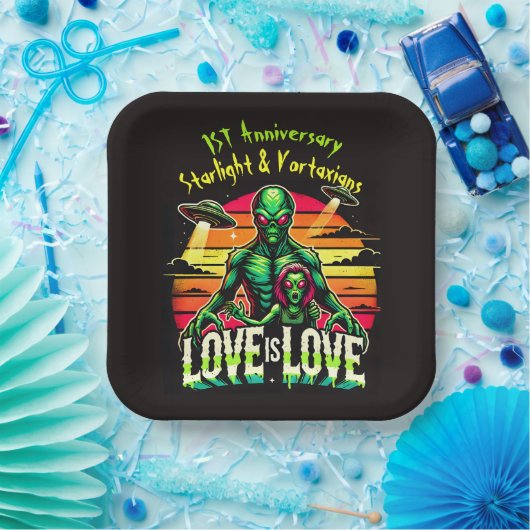 Kosmische Liebe zwischen zwei Außerirdischen Pappteller (Party)