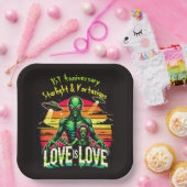 Kosmische Liebe zwischen zwei Außerirdischen Pappteller (Party)