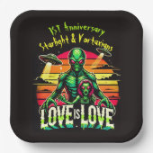 Kosmische Liebe zwischen zwei Außerirdischen Pappteller (Vorderseite)