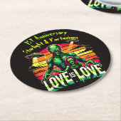 Kosmische Liebe zwischen zwei Außerirdischen Runder Pappuntersetzer (Angewinkelt)