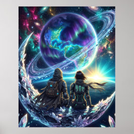 Kosmische Liebhaber Galaxy Planet Fantasy Acryl Dr Poster
