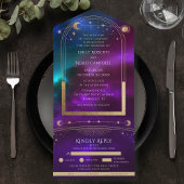 Kosmische Lila Aquamarine Gold Sun Moon Astronomie All In One Einladung