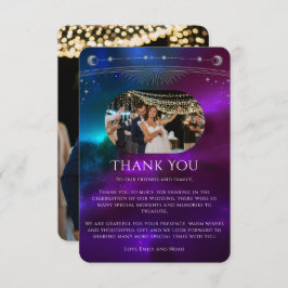 Kosmische Lila Aquamarine Silber Foto Mystische Ho Dankeskarte