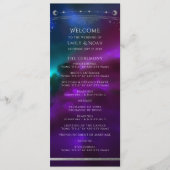 Kosmische Lila Aquamarine Silver Sun Moon Hochzeit Programm (Vorderseite)