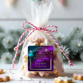 Kosmische Lila Aquamarine Silver Sun Moon Hochzeit Quadratischer Aufkleber