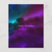 Kosmische Lila Aquamarine Sonnenmondhochzeit Flyer (Hinten)