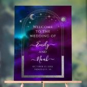 Kosmische Lila Aquamarine Sonnenstrahlen Begrüßung Acrylschild (Neutral)