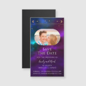 Kosmische Lila Aquamarine Sun Moon Star Save the D Magnetkarte (Vorne/Hinten)