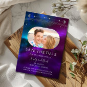 Kosmische Lila Aquamarine Sun Moon Star Space Save The Date