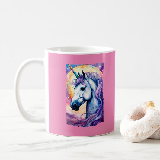 Kosmische Lila Einhorn-Tasse Kaffeetasse (Mit Donut)