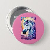 Kosmische Lila Einhorntaste Button (Vorne & Hinten)